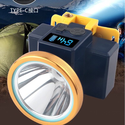 跨境新款强光LED头灯Type-cUSB充电露营登山超长续航防水矿灯
