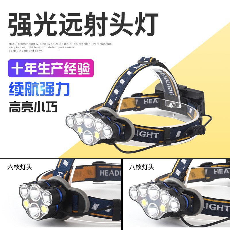 跨境新款强光头灯变焦按钮夜灯USB充电夜跑头灯头戴式手电筒充电