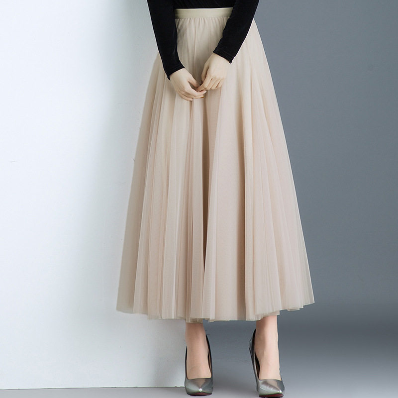 2023春秋都市风气质女装高温定型网纱A字裙半身裙代理加盟