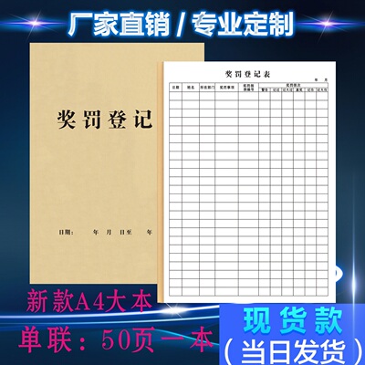 定制公司员工奖罚登记录表企业车间单位人事行政通用奖惩明细账本