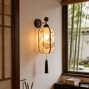 2025新款宋代美学新中式壁灯茶楼风主卧床头壁灯走廊过道客厅墙灯