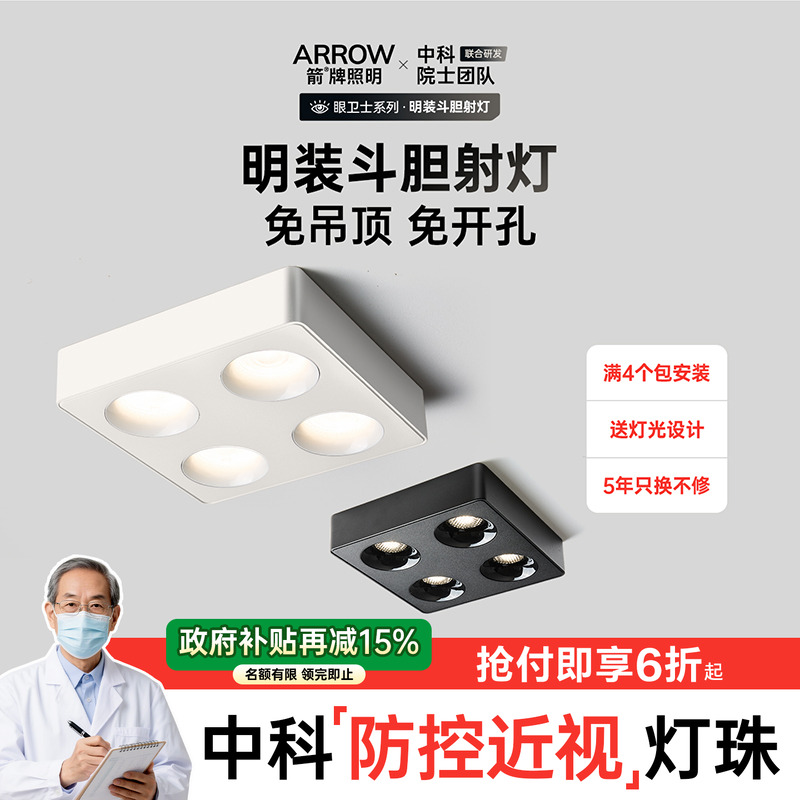 箭牌眼卫士中科稀土明装斗胆灯