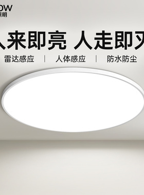 箭牌照明人体感应灯现代简约吸顶灯超薄高亮过道灯入户门厅阳台灯