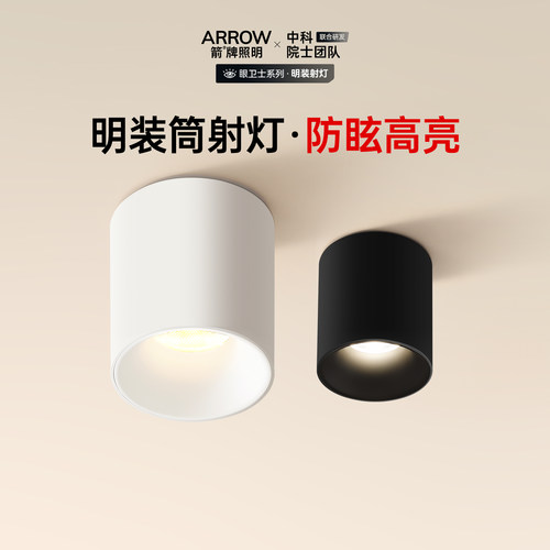 箭牌中科稀土明装开防控近视筒灯