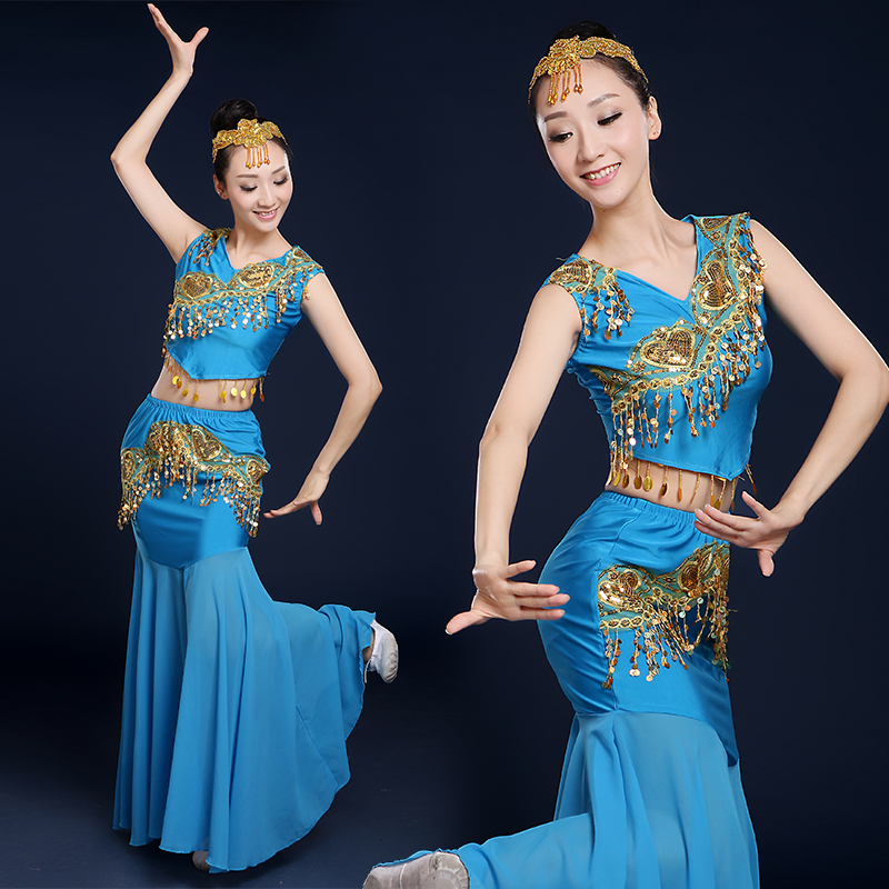 傣族舞蹈服装演出服新款云南民族风孔雀舞修身鱼尾裙成人表演服女|msdalam kategori Butik wanita / wanita, pakaian/pakaian kebangsaan/peringkat pakaian, pakaian kebangsaan/pakaian - dari Buy2taobao.com untuk memberikan perkhidmatan ejen Taobao profesional membeli