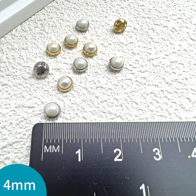 진주 단추 골드베이스 실버베이스 구리베이스 덮여 진주 단추 수제 DIY 인형 옷 장식 단추
