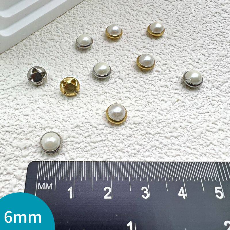 진주 단추 골드베이스 실버베이스 구리베이스 덮여 진주 단추 수제 DIY 인형 옷 장식 단추