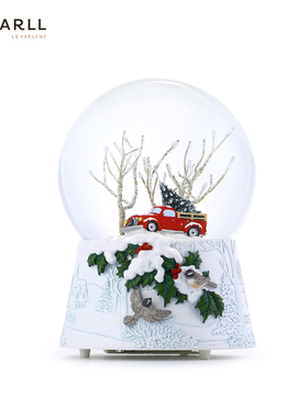 JARLL赞尔圣诞树水晶球音乐盒圣诞树带灯光八音盒同学生日纪念礼