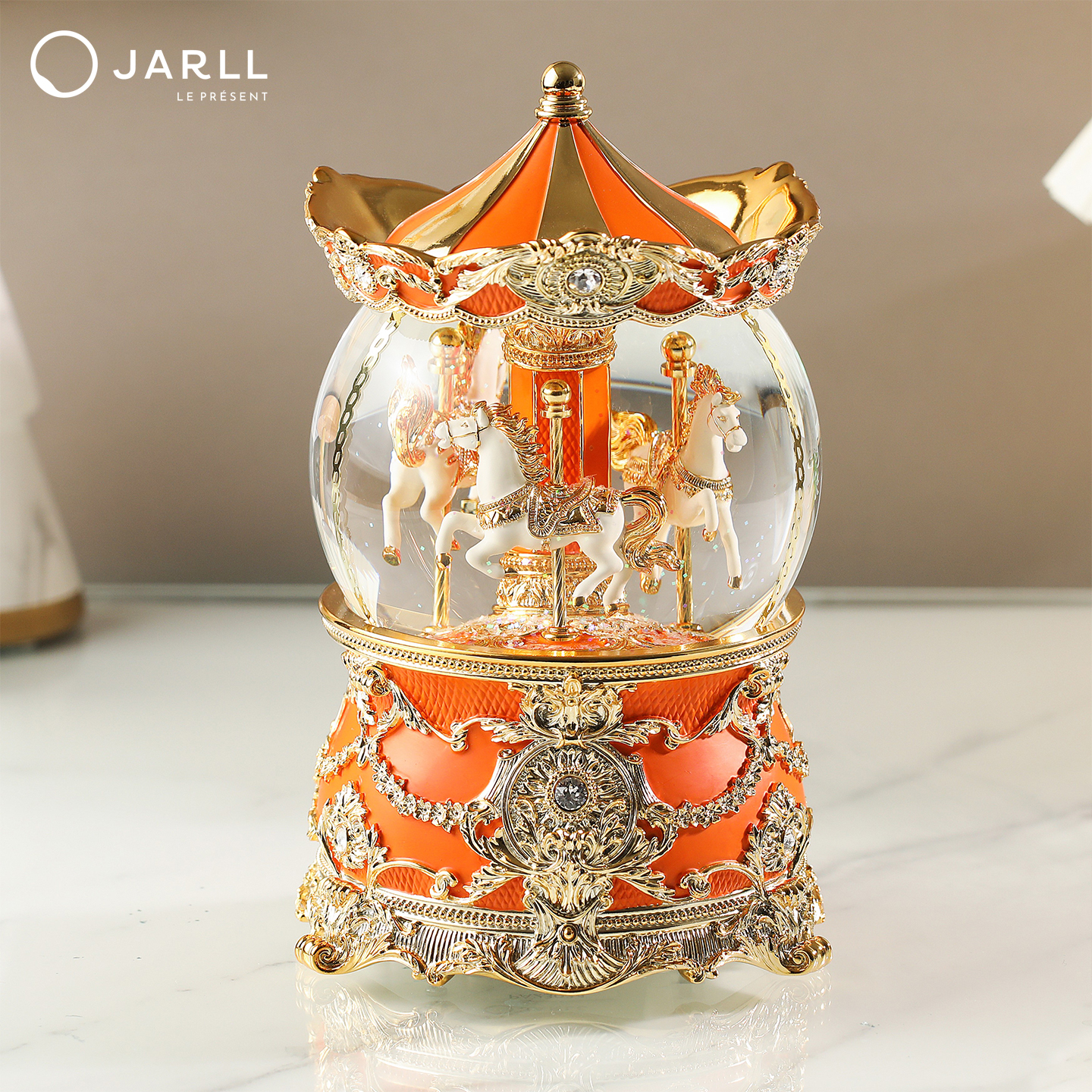 JARLL赞尔旋转木马水晶球音乐盒八音盒女孩生日七夕礼物送老婆