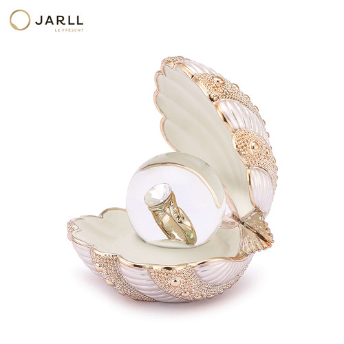 JARLL赞尔贝壳戒指款水晶球摆件珍爱一生创意摆饰生日礼物送女友