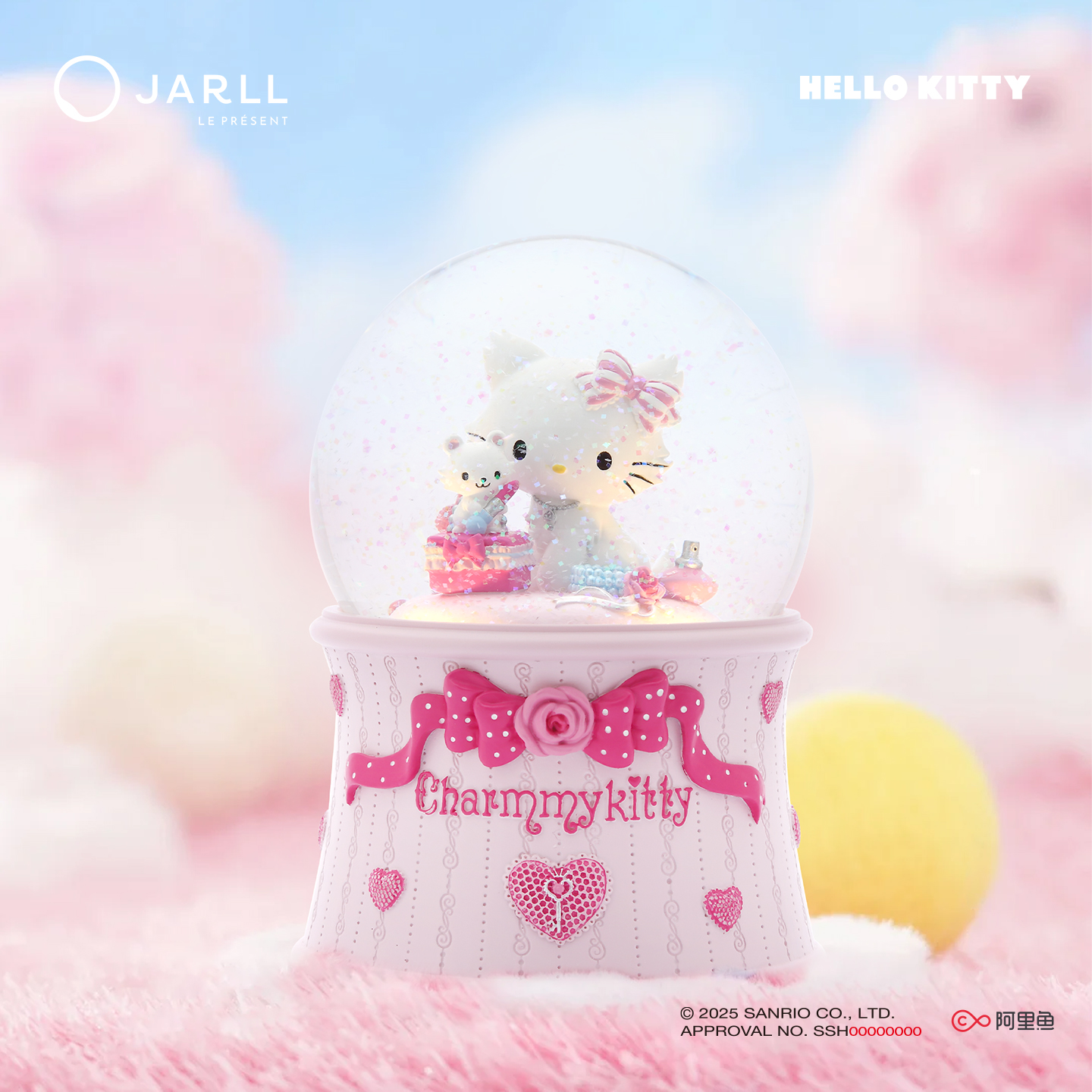 JARLL赞尔HelloKitty水晶球音乐盒八音盒女孩生日七夕礼物送女友