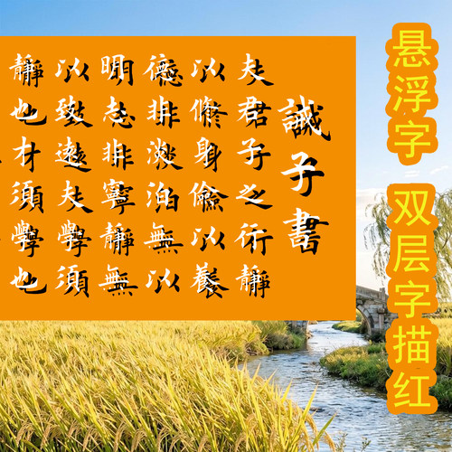 悬浮字双层字描红沁园春雪