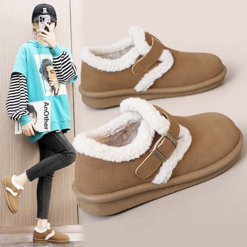 BN5801新款秋冬季棉鞋女鞋厚底保暖板鞋加绒学生耐磨简约学院