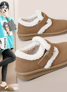 BN5801新款秋冬季棉鞋女鞋厚底保暖板鞋加绒学生耐磨简约学院