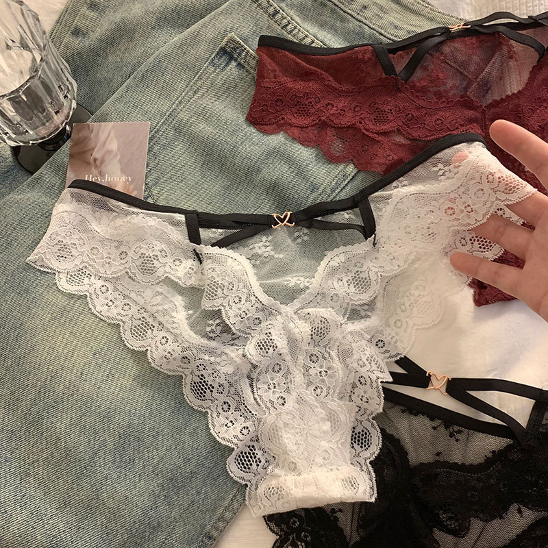 原创新款纯欲日系蕾丝少女内裤女士火辣低腰丁字T裤内裤女