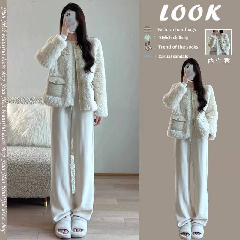 早秋冬装年新款搭配一整套时尚感小香风奶系穿搭套装女