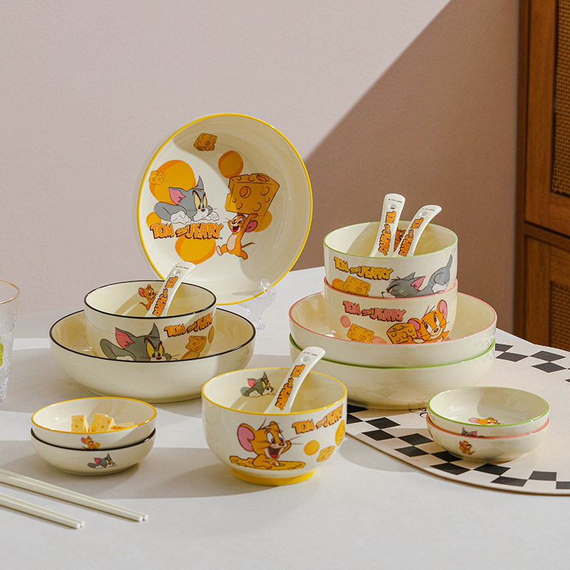 正版猫和老鼠陶瓷餐具套装卡通可爱高颜值伴手礼碗盘礼盒生日礼物