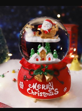 圣诞水晶球音乐盒创意发光飘雪圣诞老人八音盒节日礼物伴手礼批发