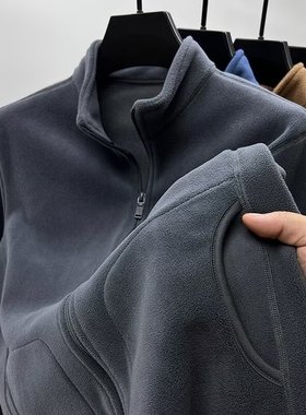 2024时尚摇粒绒外套男秋冬冲锋内胆男士内搭冬季秋冬款抓绒衣男款