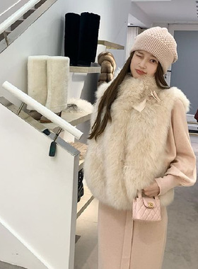 2025秋冬季高级感奢贵仿山羊绒毛毛环保皮草马甲女短款毛茸茸外套