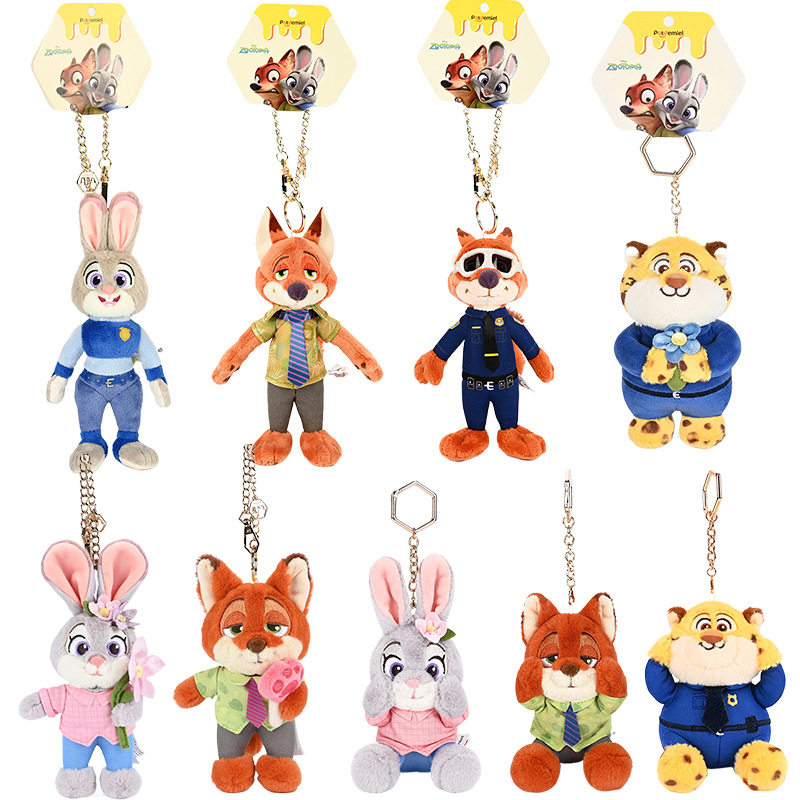 正版迪士尼小挂件疯狂动物城毛绒玩具朱迪尼克玩偶挂件豹警官挂饰