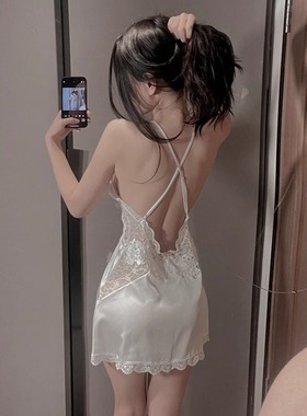 带胸垫吊带睡裙女夏高级感夏睡衣冰丝性感大码蕾丝2025新款家居服