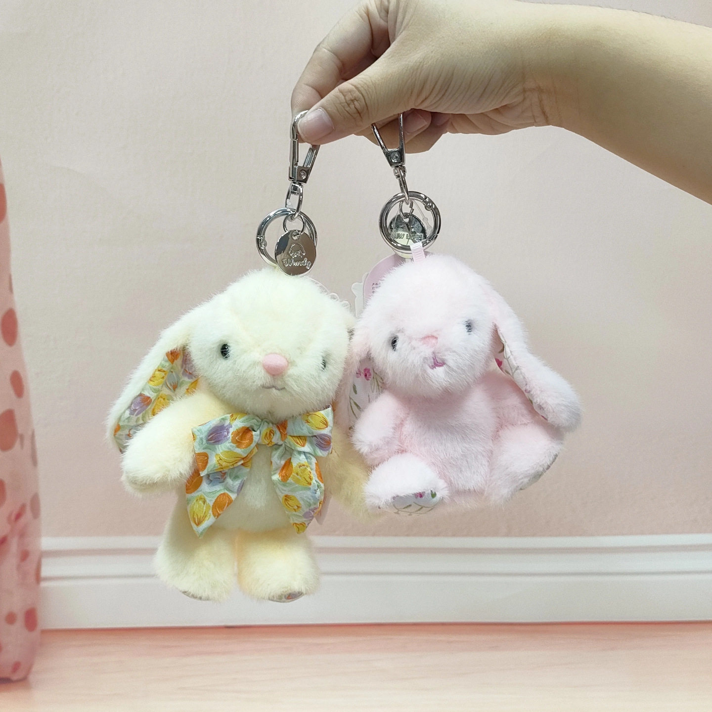可爱温蒂兔挂件毛绒玩具包包配饰钥匙扣蝴蝶结领结小兔子公仔娃娃