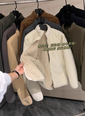 岛国单~无法拒绝的温暖 情侣款双层复古摇粒绒羊羔绒立领夹克外套