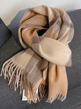 100%澳洲wool纯羊毛围巾女冬季高级感2025新款英伦风围脖生日礼物