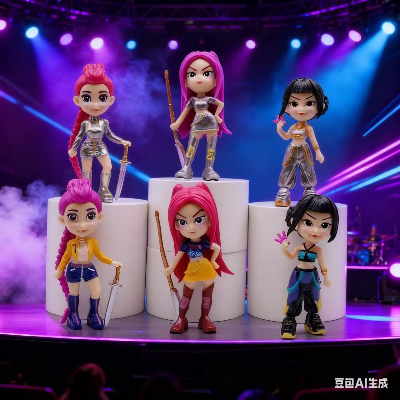 跨境新品Q版猎魔女团老虎明星手办系列周边公仔玩偶模型桌面摆件