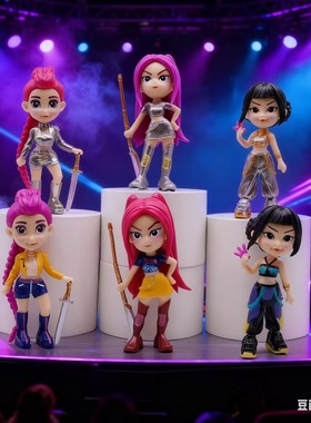 跨境新品Q版猎魔女团老虎明星手办系列周边公仔玩偶模型桌面摆件