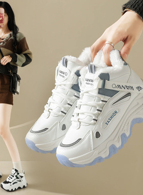 跨境大码冬加绒老爹运动女2025新款ins潮鞋学生高帮棉鞋保暖Q7815