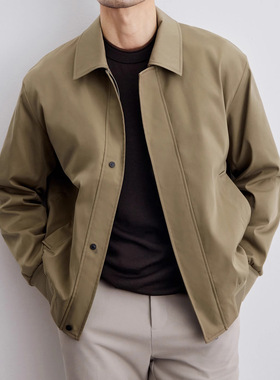 美拉德2024春秋季新款男士韩版翻领行政夹克潮牌高级感纯色外套男