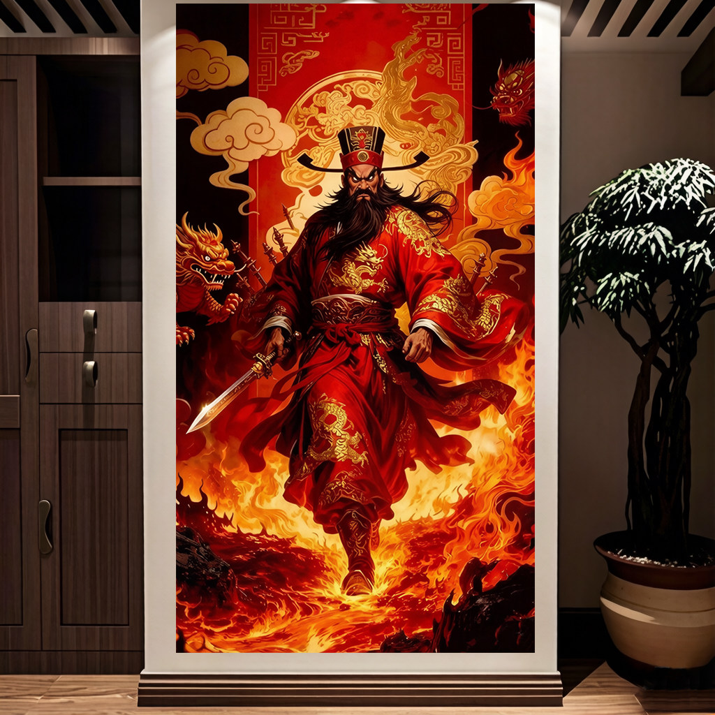 钟馗门神自粘贴画镇宅风水装饰画图片