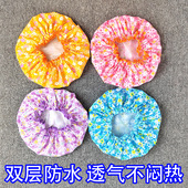 浴帽防水洗澡帽女款 防湿头发套厨房防油烟加厚双层 家用沐浴帽新款