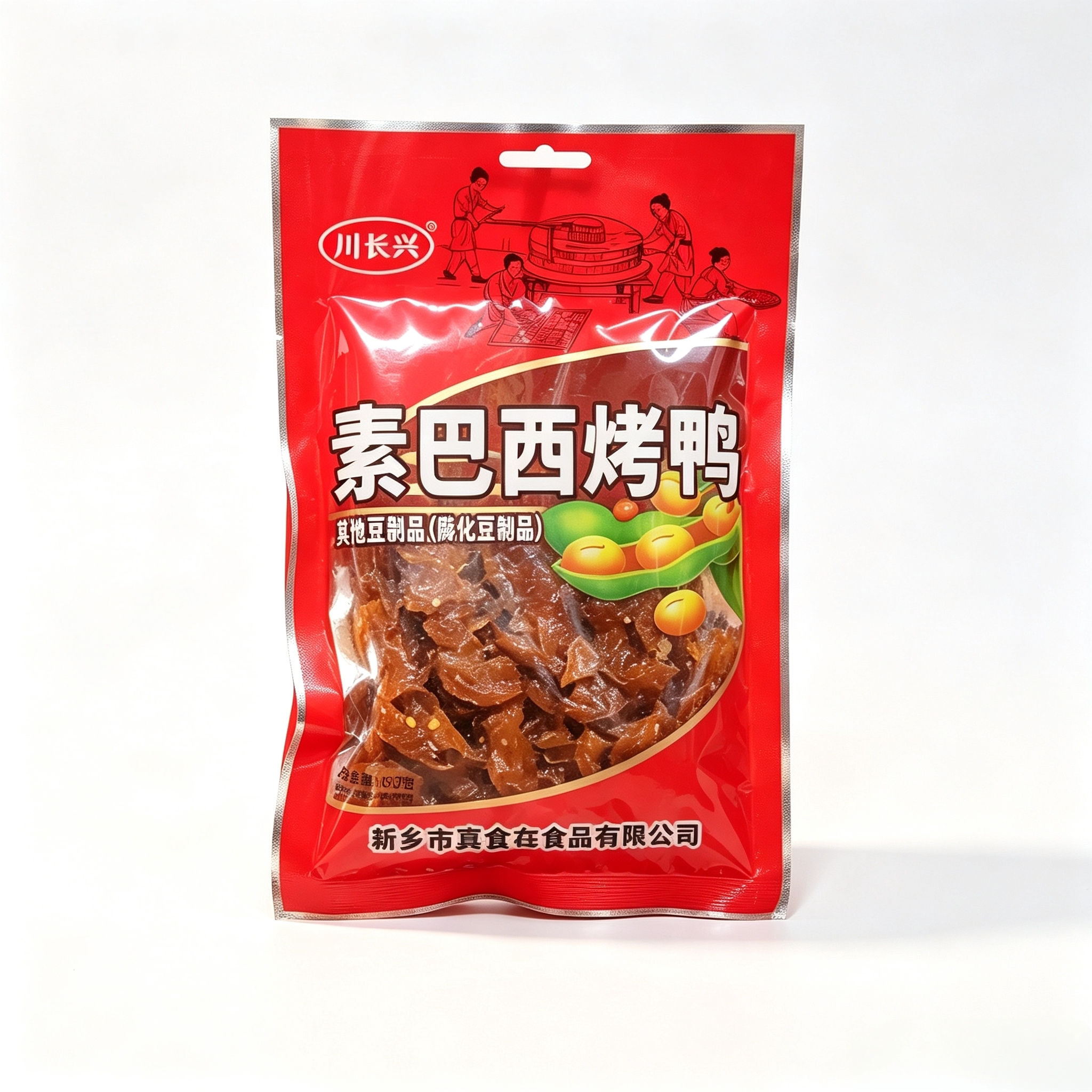 川长兴82g素北京烤鸭素巴西烤鸭食品麻辣豆制品辣片怀旧零食小吃