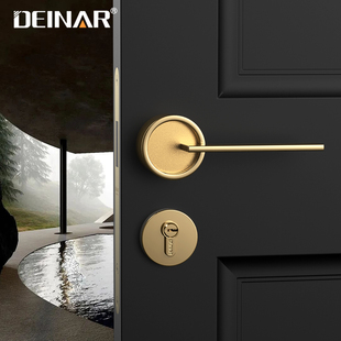 DEINAR迪纳北欧现代室内卧室房门锁实木门锁具简约金色静音门锁