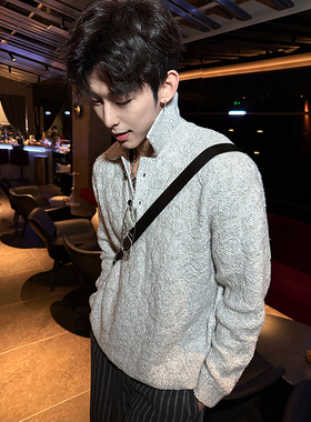 ESC MAN STUDIO/自制 秋冬新款针织衫老钱风宽松POLO衫翻领毛衣