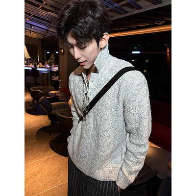 ESC MAN STUDIO/自制 秋冬新款针织衫老钱风宽松POLO衫翻领毛衣