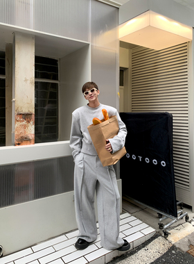 ESC MAN STUDIO/自制 舒适感休闲套头卫衣 宽松直筒长裤两件套装