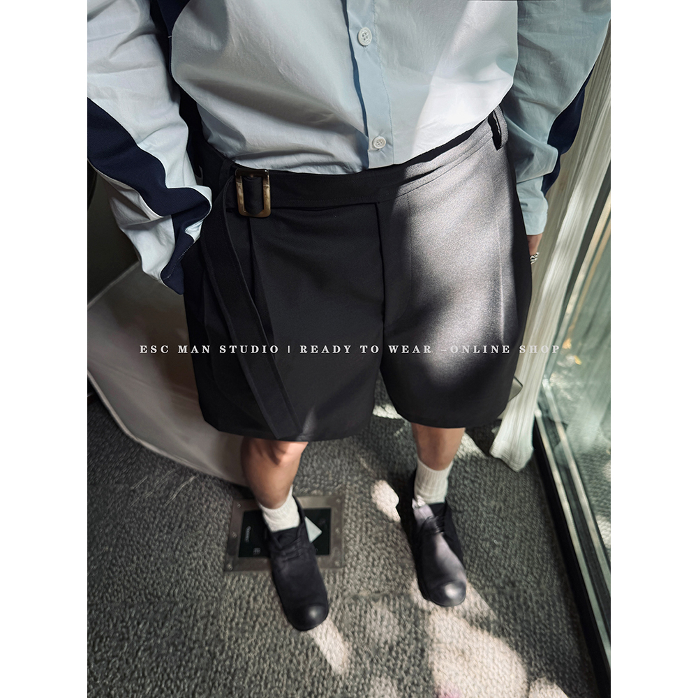 ESC MAN STUDIO/夏季时尚单品cleanfit中短款 腰带款澳毛品质短裤