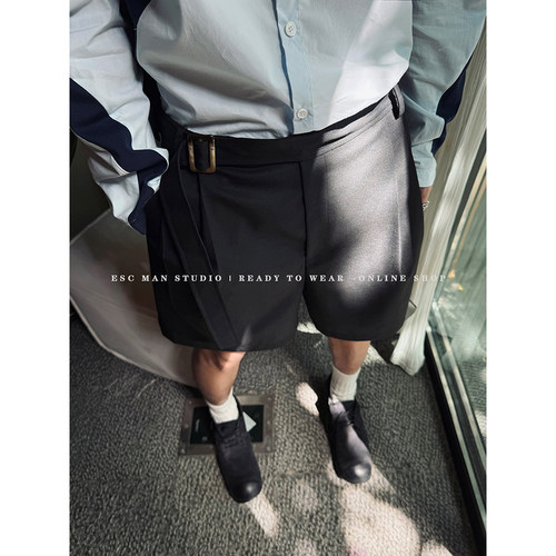 ESC MAN STUDIO/夏季时尚单品cleanfit中短款 腰带款澳毛品质短裤