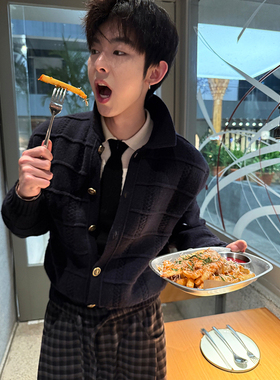 ESC MAN STUDIO/自制 秋冬毛衣绞花纹理美利奴100羊毛短款针织衫