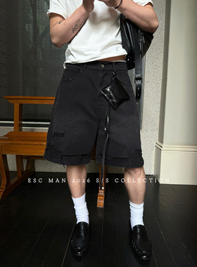 ESC MAN STUDIO/自制 夏季穿搭ootd 舒适透气宽松休闲牛仔短裤