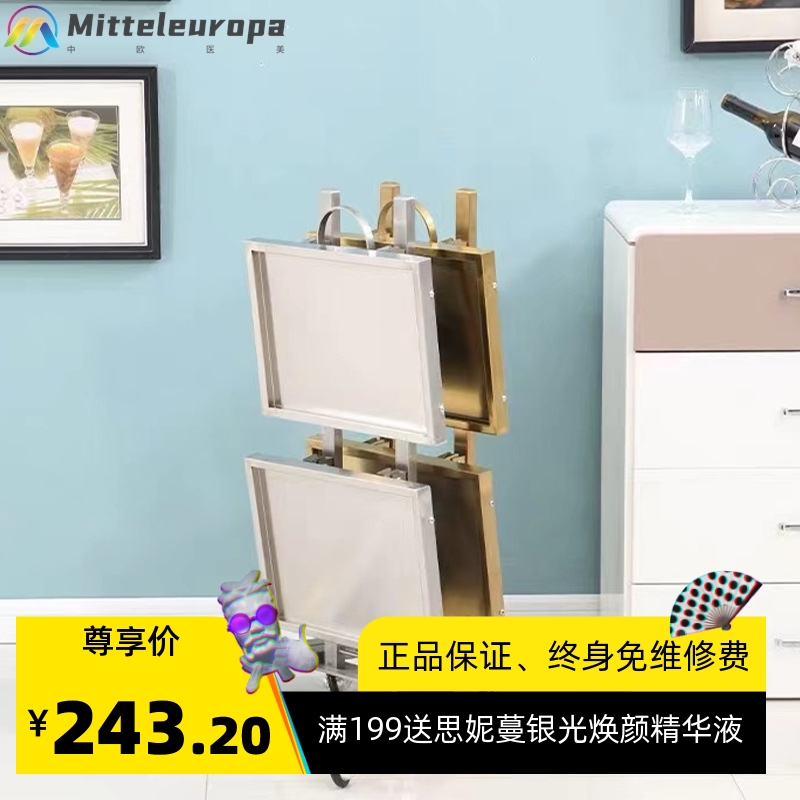 加厚不锈钢折叠美容推车置物架加厚带滑轮用品工具置物架美发推车