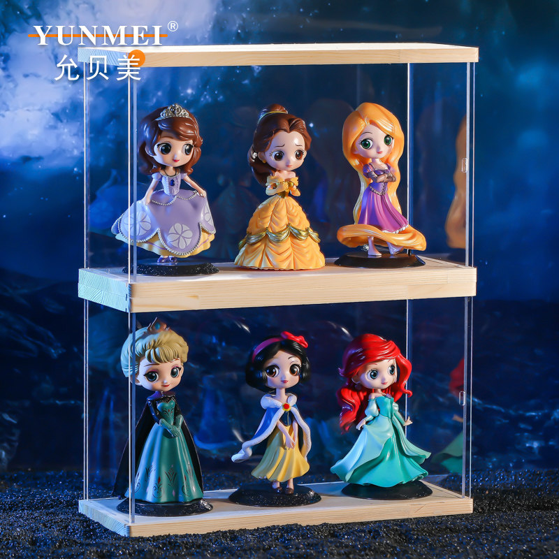 迪士尼手办白雪公主盲盒玩具手办美人鱼玩偶展示柜女孩礼物收纳架