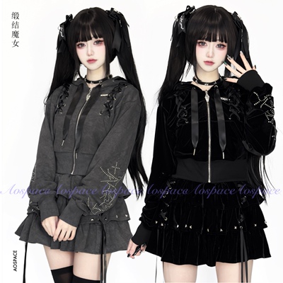 缺氧外太空缎结魔女运动服套装