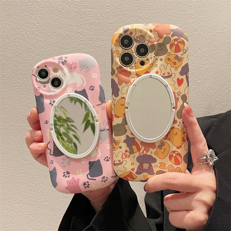 韩风趣味可爱动物园适用苹果14pro手机壳iphone13镜子女新款12promax硅胶11小众高级感max磨砂plus