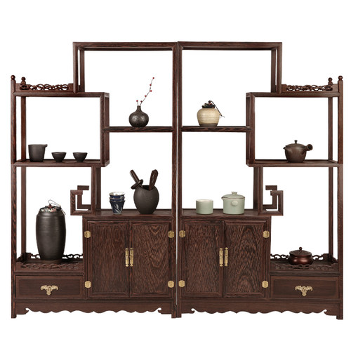 鸡翅木小博古架实木中式古董架子置物架多宝阁玄关柜茶叶柜展示柜
