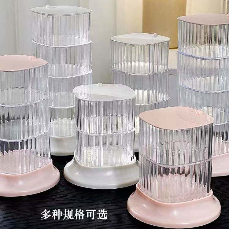 ins透明旋转防化妆品收纳盒粉扑